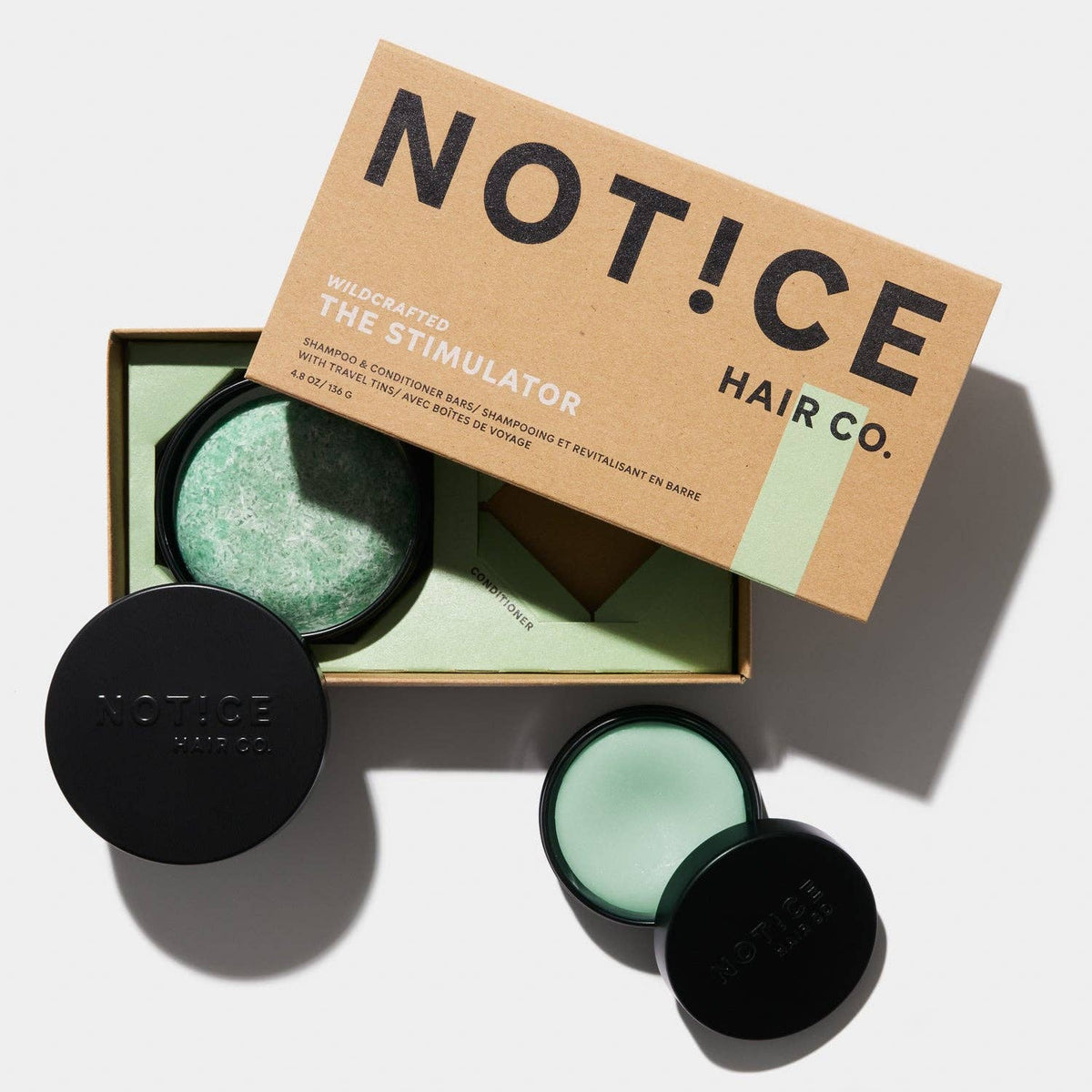 Stimulator Shampoo & Conditioner Bar Travel Set - thickening for oily & fine hair, peppermint & eucalyptus